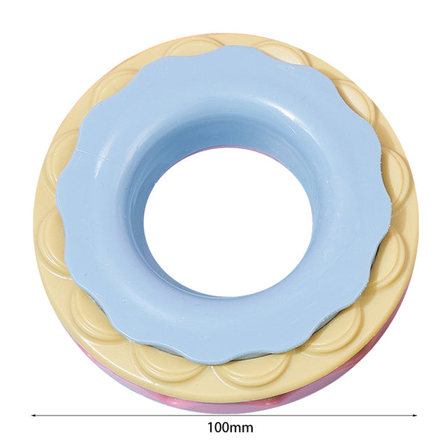 Blue and cream color dog donut fetch toy - 100mm