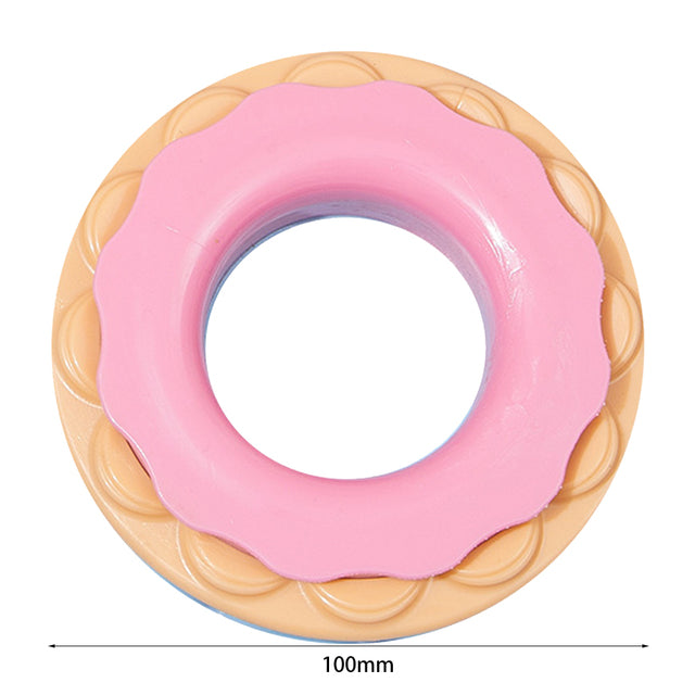 Pink and cream color dog donut fetch toy - 100mm