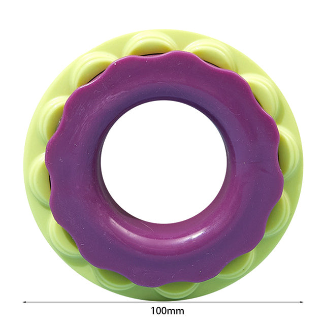 Purple and green color dog donut fetch toy - 100mm